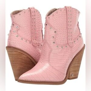 Women’s Iris Pink Croc Leather Western Bootie